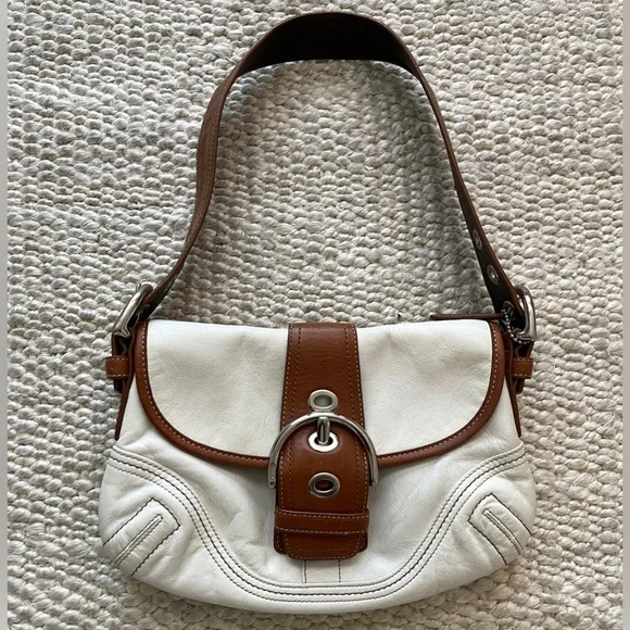 Coach Bags Coach Vintage White And Brown Shoulder Bag Poshmark